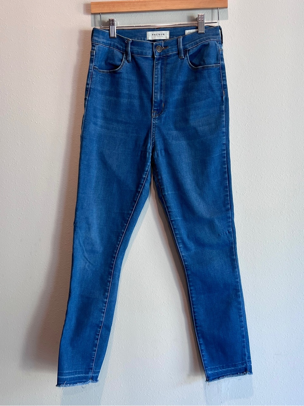PacSun Super High Rise Jegging Size 28 Womens Blue Skinny Stretch Jeans Raw Hem